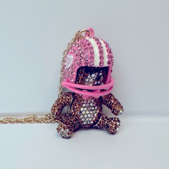 Betsey Johnson Football Bear Long Chain Necklace NWT - Picture 4 of 8